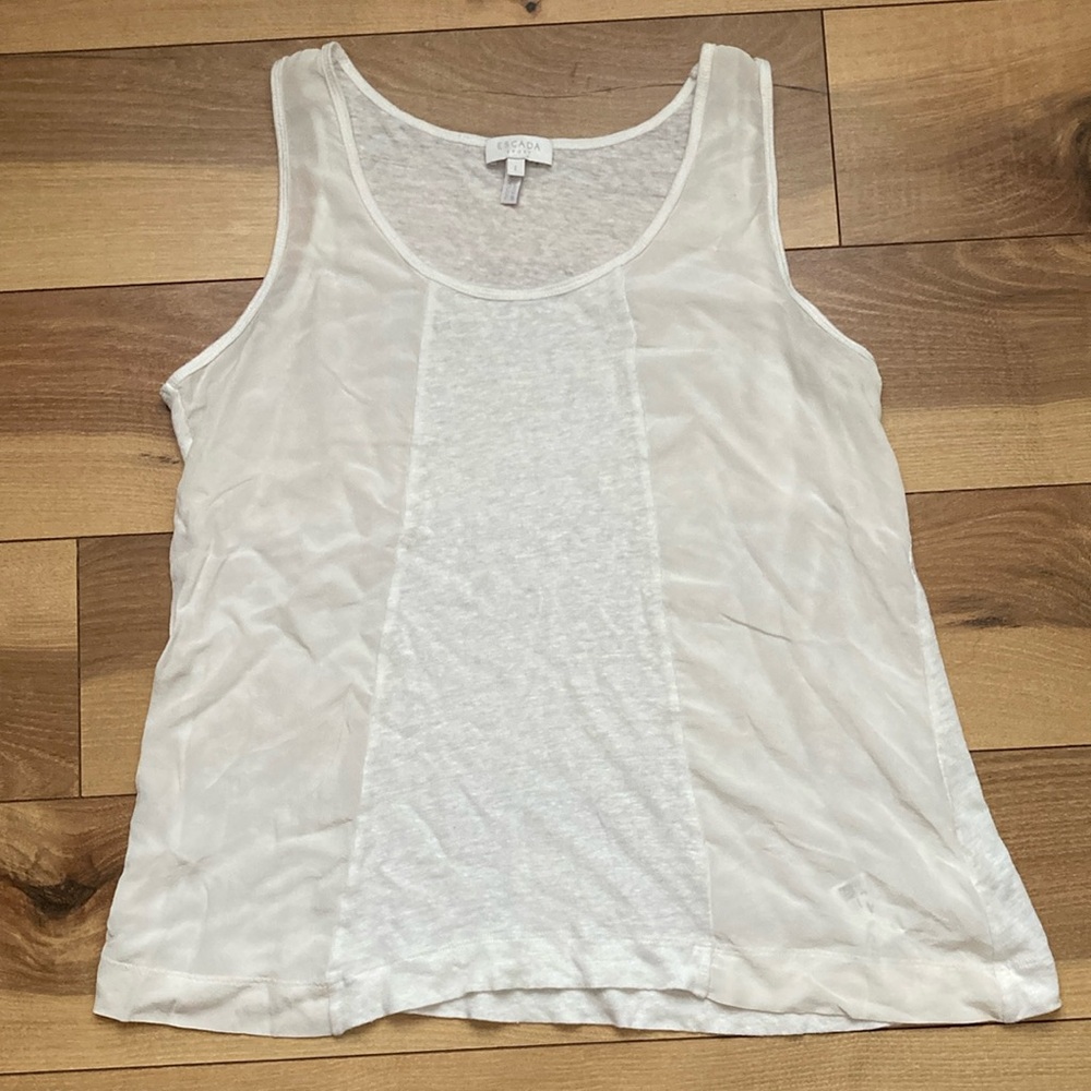 Escada Sport White Linen Sleeveless Top